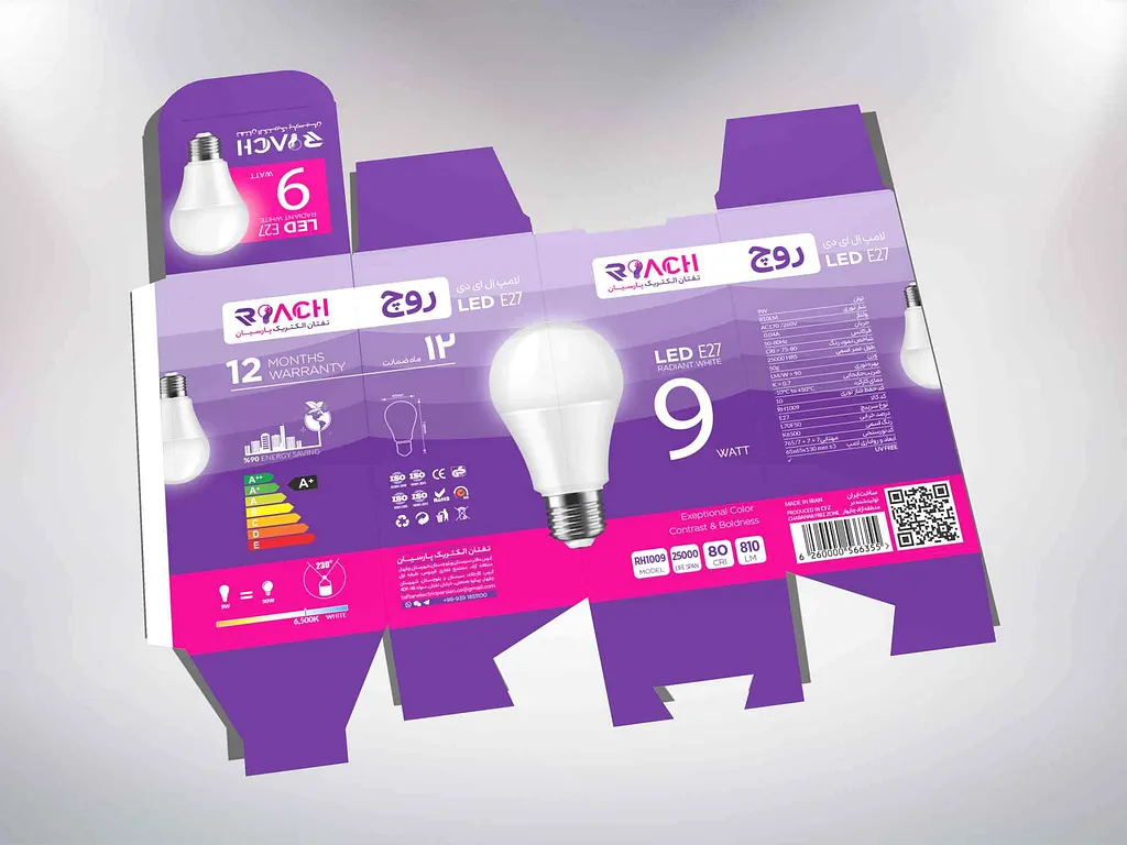 Hộp bóng đèn LED trụ in offset chất lượng cao, màu sắc đồng nhất, giấy Ivory cứng cáp, phù hợp đóng gói sản phẩm đèn chiếu sáng.